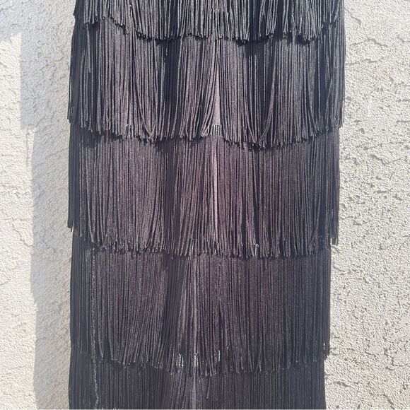 Mini Dress SZ SM All-Over Fringe Black - Flapper 1920s Gatsby Burlesque Art Deco - Picture 4 of 8